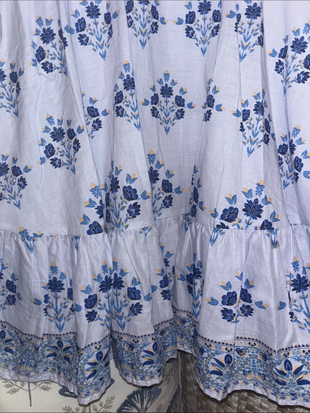 A Loves A Blue Floral Puff-Sleeve Kids Dress